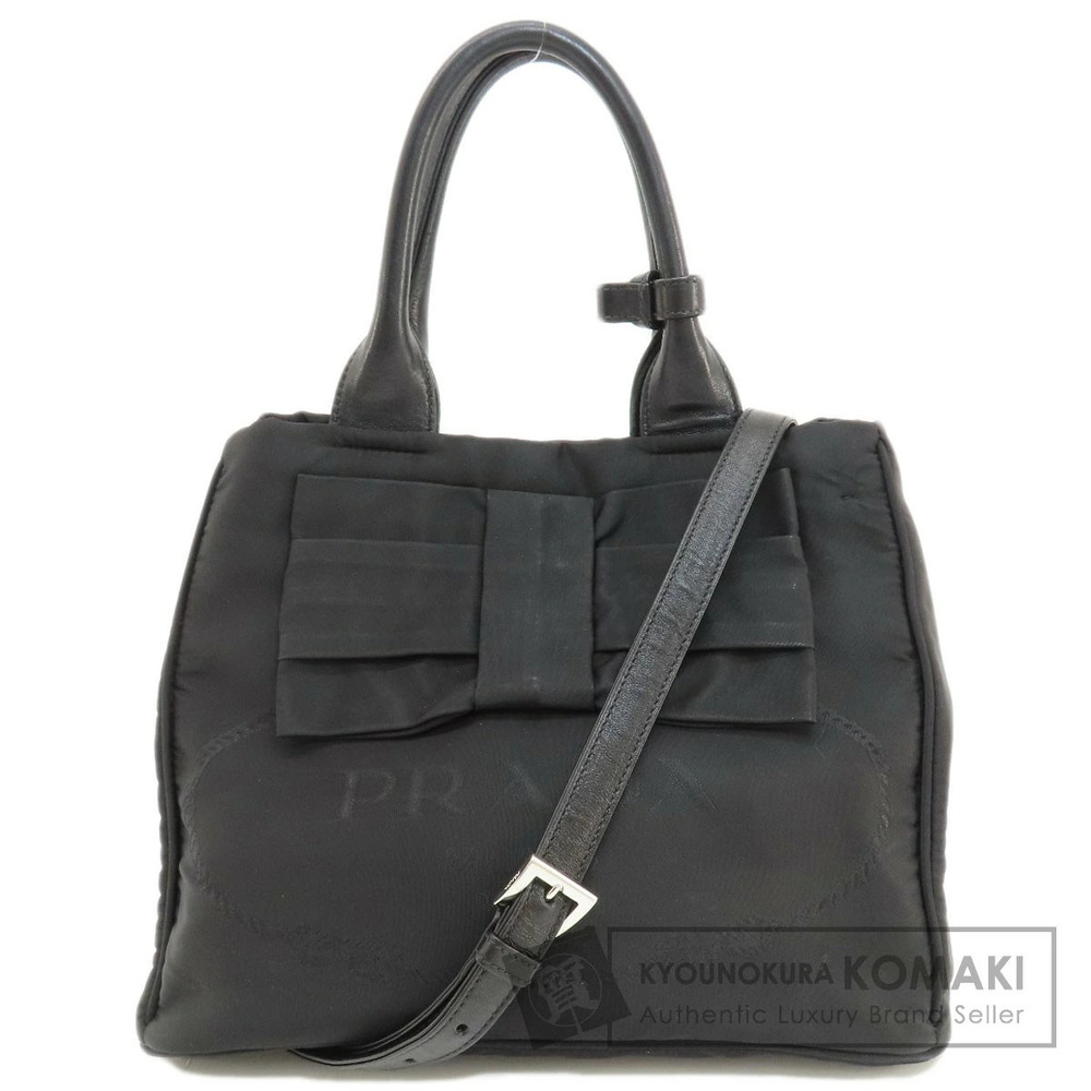 Prada Tessuto Bow convertible handbag black prominent bow